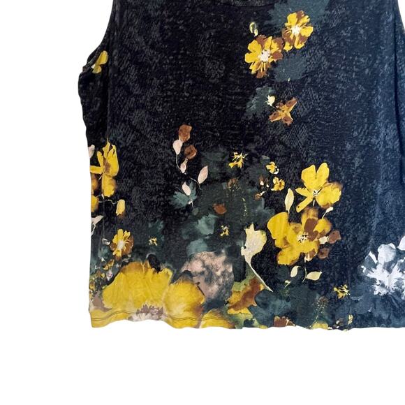 Chicos Knit Tank Size 3 (Womens XL) Navy Yellow Snakeskin Floral Sleeveless Top - Picture 4 of 10